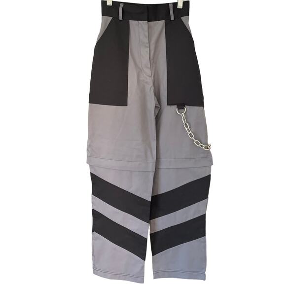 Ragged Priest Pants High Rise Shredder Combat Colorblock Pants with Chain XS - Picture 2 of 11